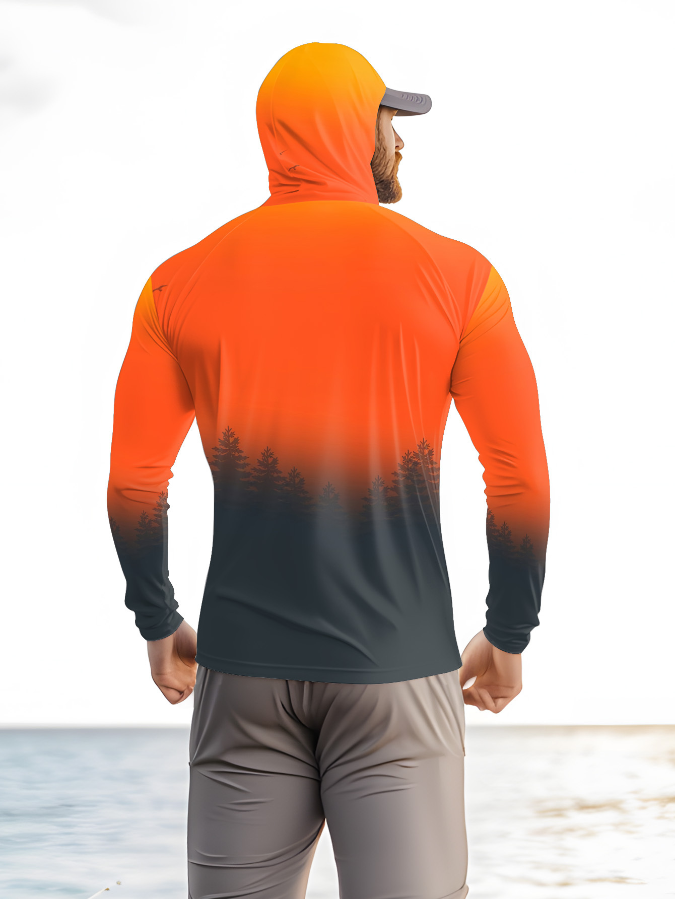 Men's Gradient Forest Printed  - Fishing Hoodie review and price