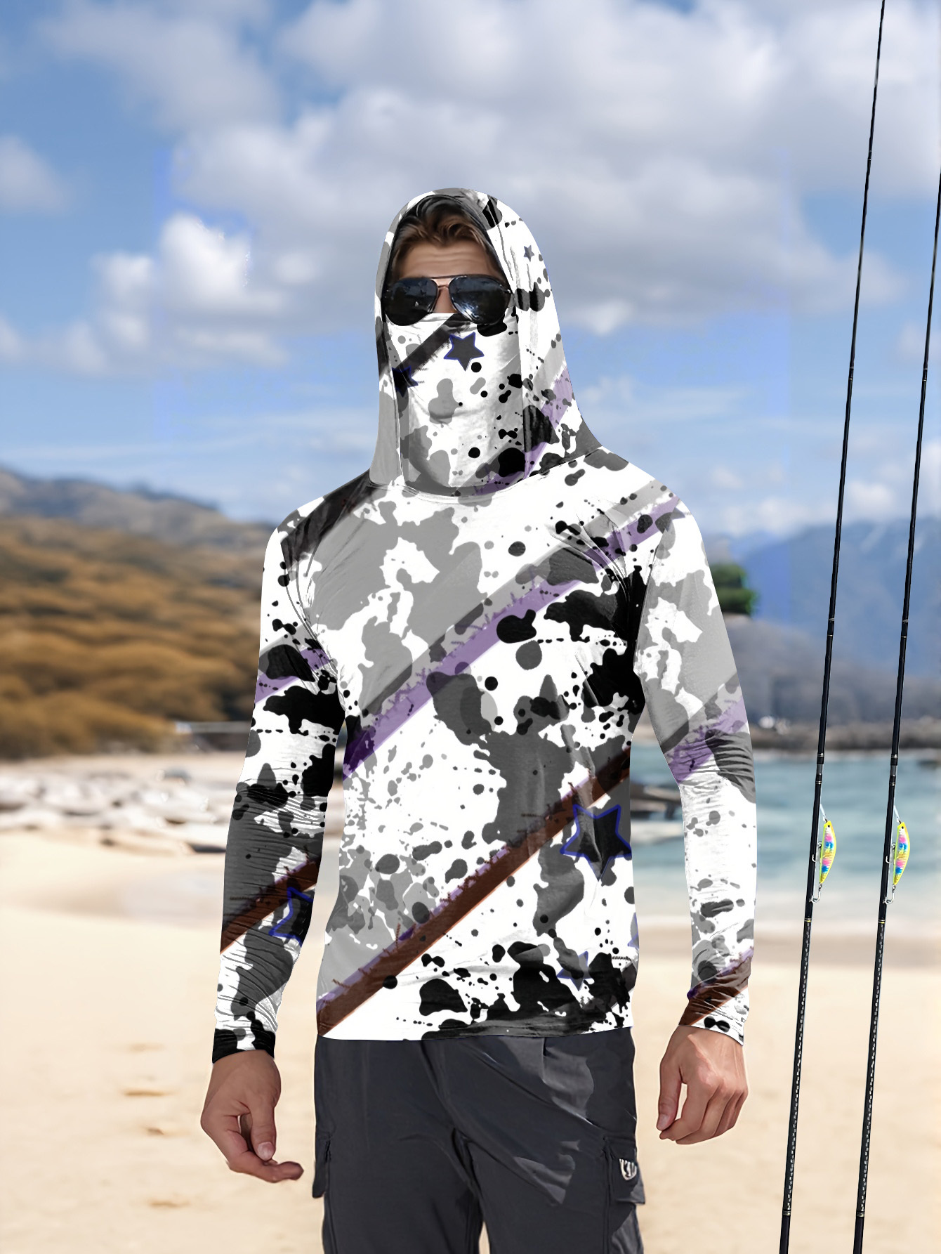 Men Hood Fishing Shirt long sl - Fishing Shirt Uv Protection review and price